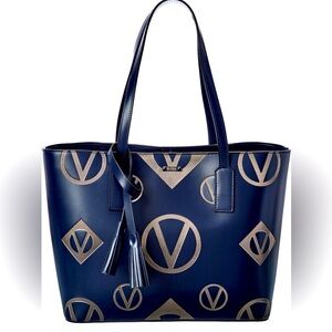 Valentino Blue Leather Soho Magnus Tote